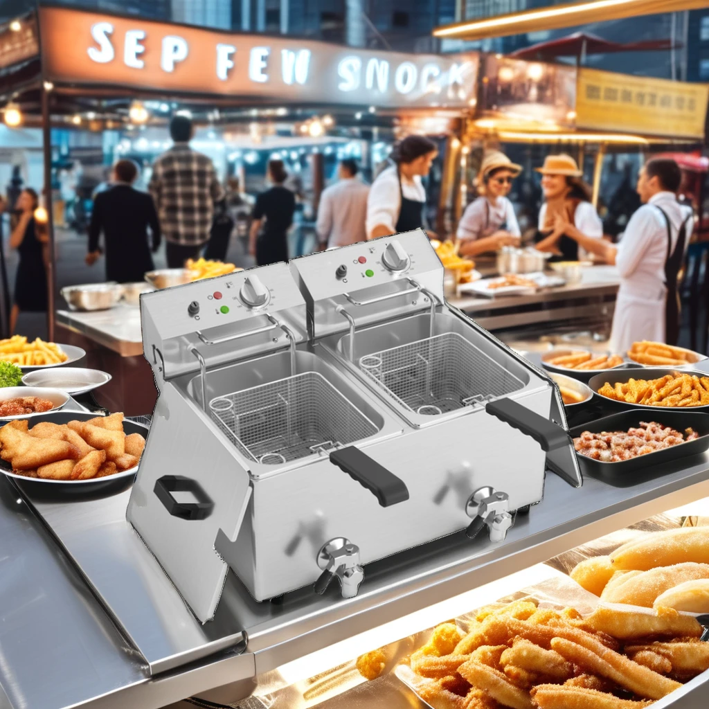 Commercial Grade Stainless Steel 304 Electric Fryer Efficient Durable French Fries Fried Chicken Indoor Outdoor Use Hotels