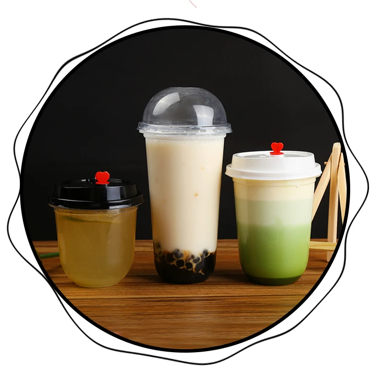 China factory custom logo disposable plastic milk tea u shape plastic cups 500ml boba bubble plastic pp cups