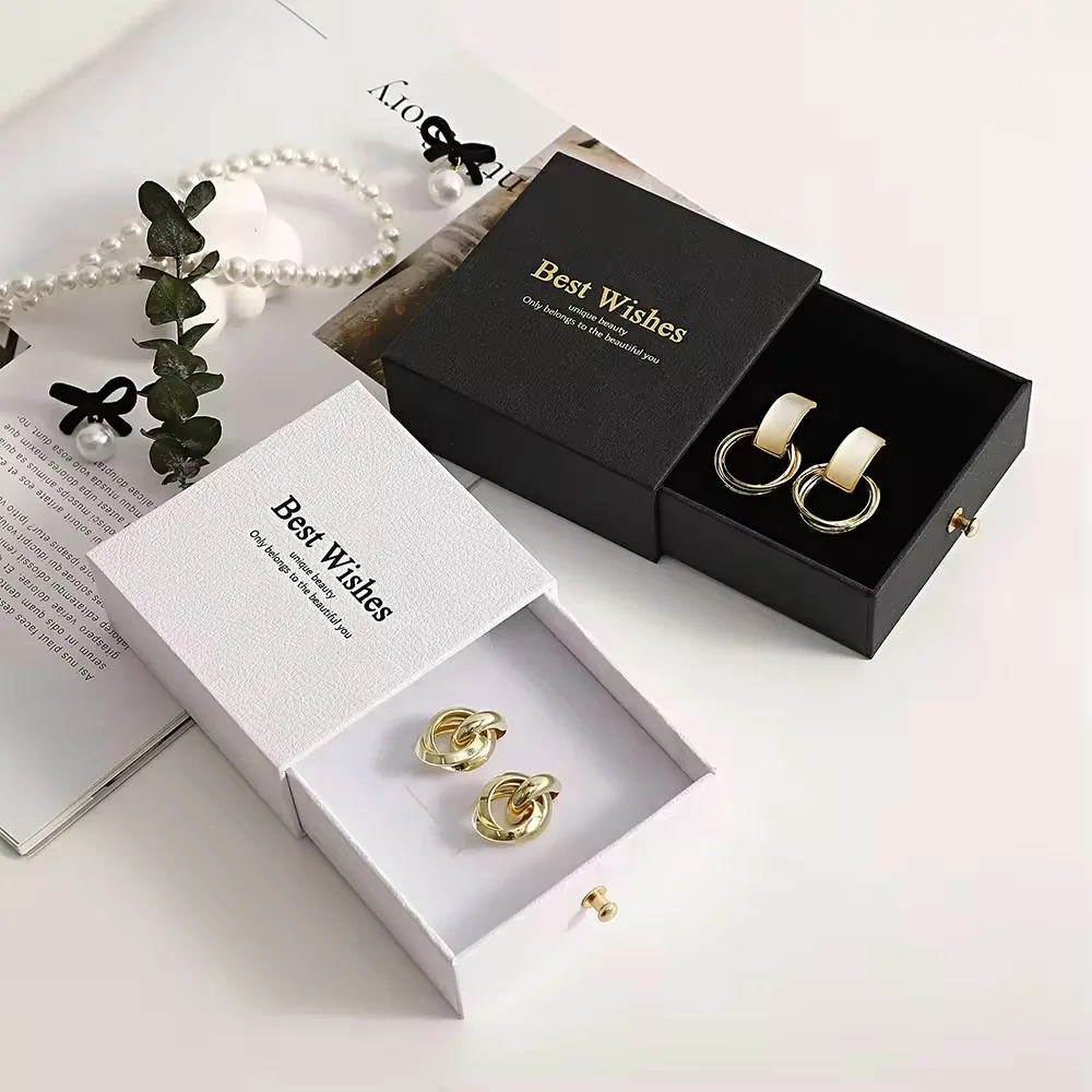 9*9cm Texture Paper Jewelry Sliding Box Jewelry Drawer Box Cardboard Ring Earrings Necklace Jewelry Packaging Box