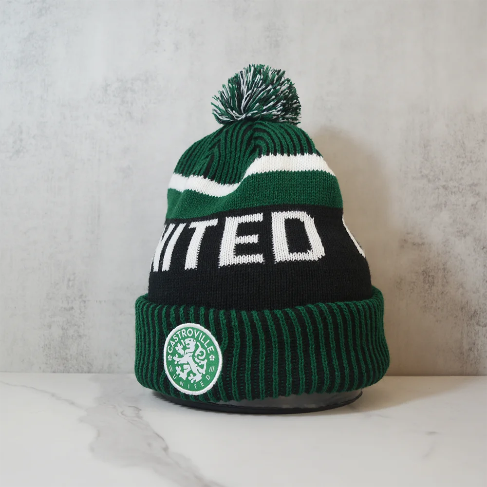 Manufacture designer knitted hats pom pom sport embroidered logo golf bobble hat custom beanie/ knit custom winter beanie