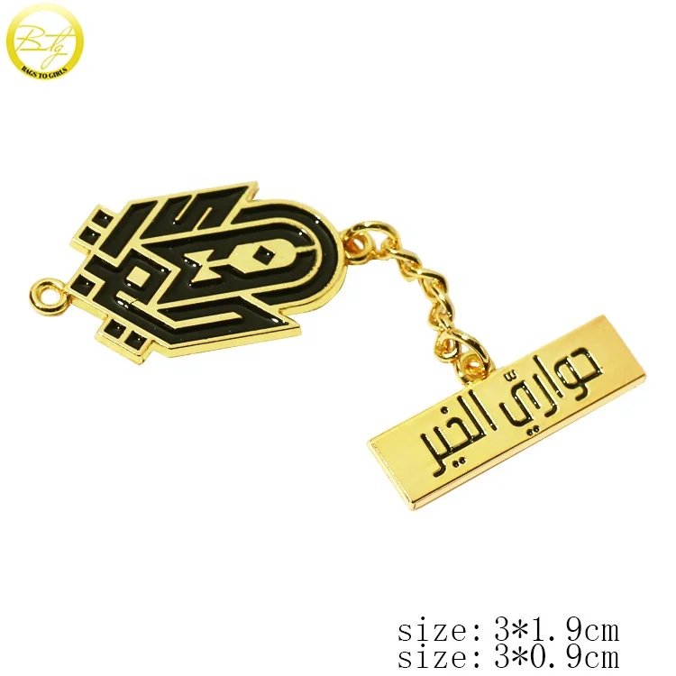 New vintage scarf accessory gold chain tags clothing metal brand plates sewing alloy logo label for hijab