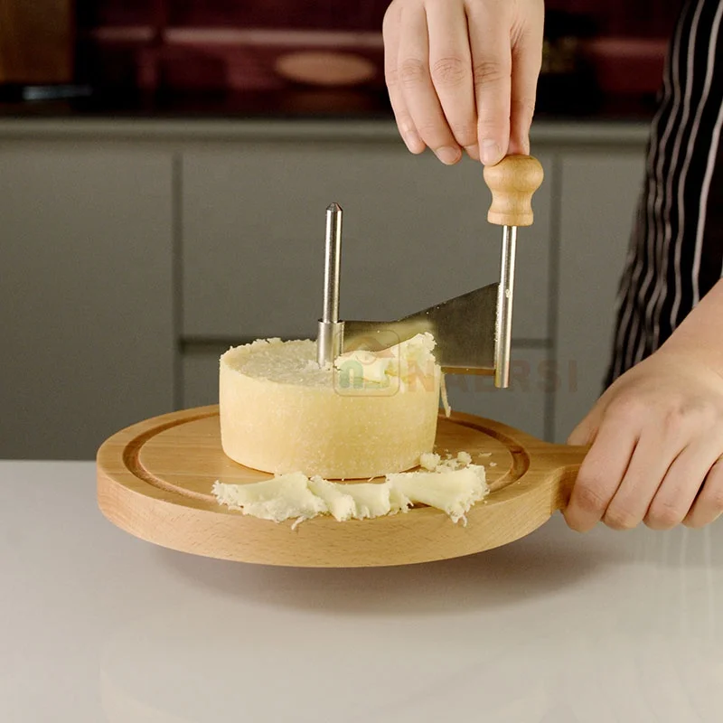 Multifunctional Wood Tray with Dome Lid Wooden Bread Board Cheese Plate Cheese Curler Chocolate Shaver Cheese Tools