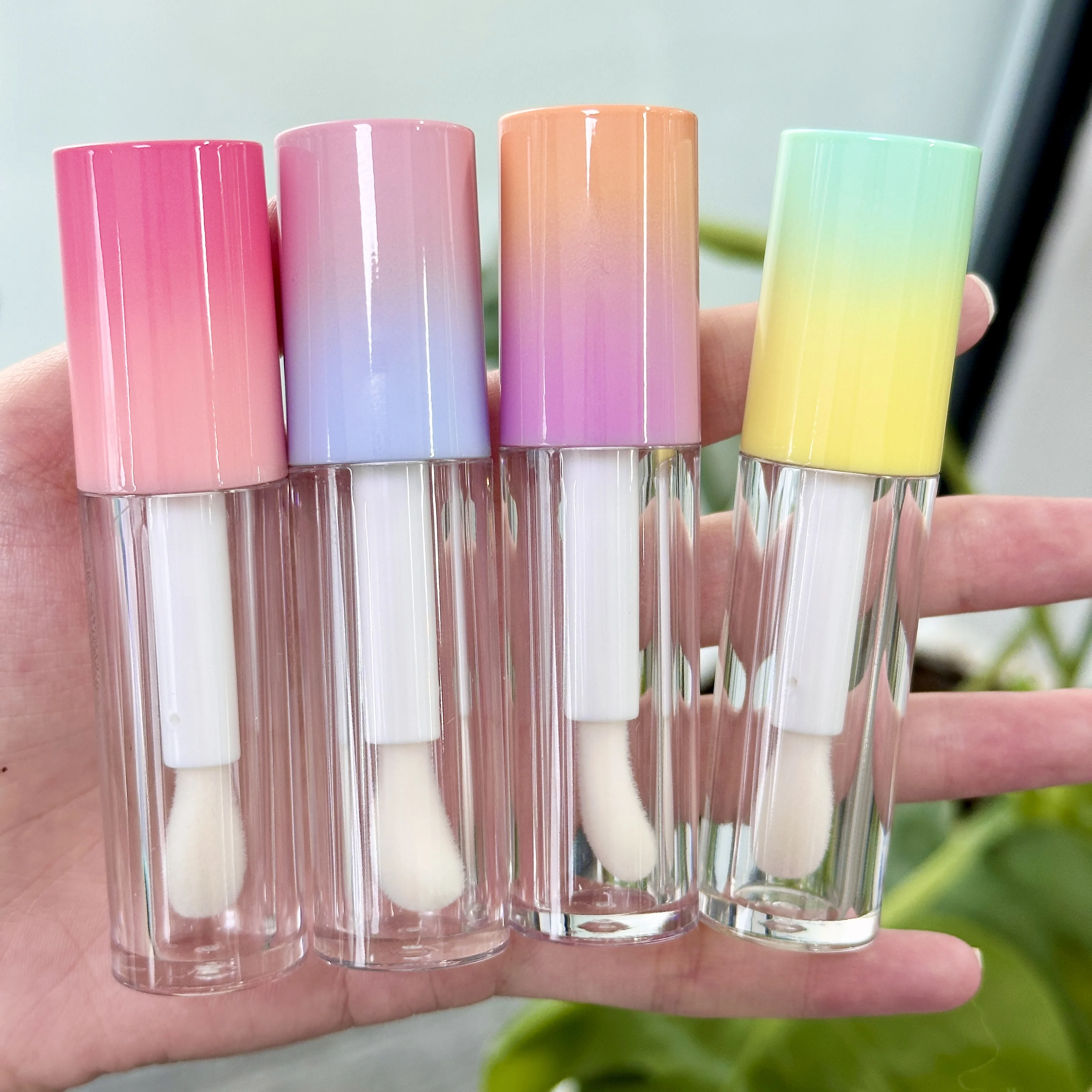 Empty 6ml Big Brush Doe Foot Lip Gloss Tube Container Stock Sale Pink Cosmetic Packaging Plastic Lip Gloss  lip oil tubes