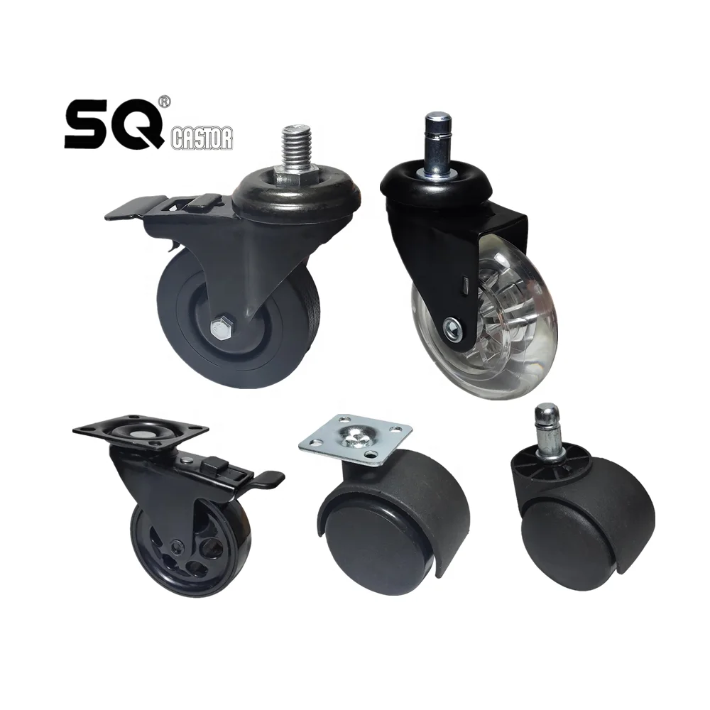 SQ Castor Plastic small Wheel Caster Nylon Pu Swivel Furniture Casters