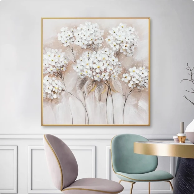 Abstract 3D White Flowers Canvas Wall Art Modern Nordic Plant Posters And Prints Art Picture Painting For Home Decor