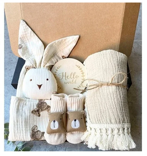 Wood Toy Teething Baby Shower Bundle Newborn Gift Set,Gender Neutral Gift Set