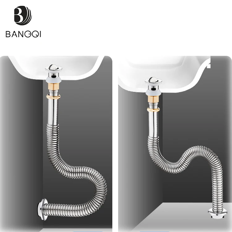 304 Stainless Steel Corrugated Pipe Sink Drainage Drain for Kitchen or Bathroom Stylish and Durable Drains