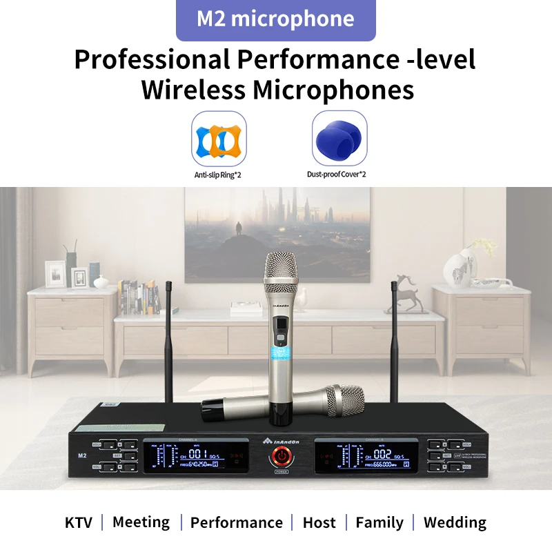 Беспроводной микрофон KTV InAndOn UHF, портативный беспроводной микрофон с приемником, профессиональный ручной микрофон для караоке
