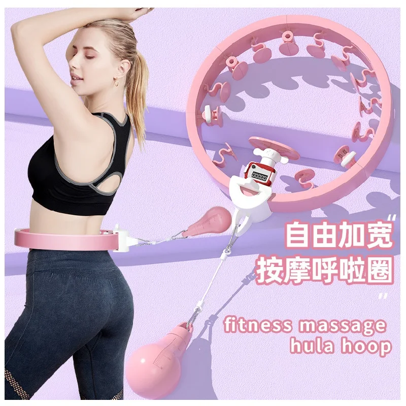 wholesale adult detachable non-Drop Digital Count exercise Slimming Body Fitness massage Smart Weighted loss pink Hula ring Hoop