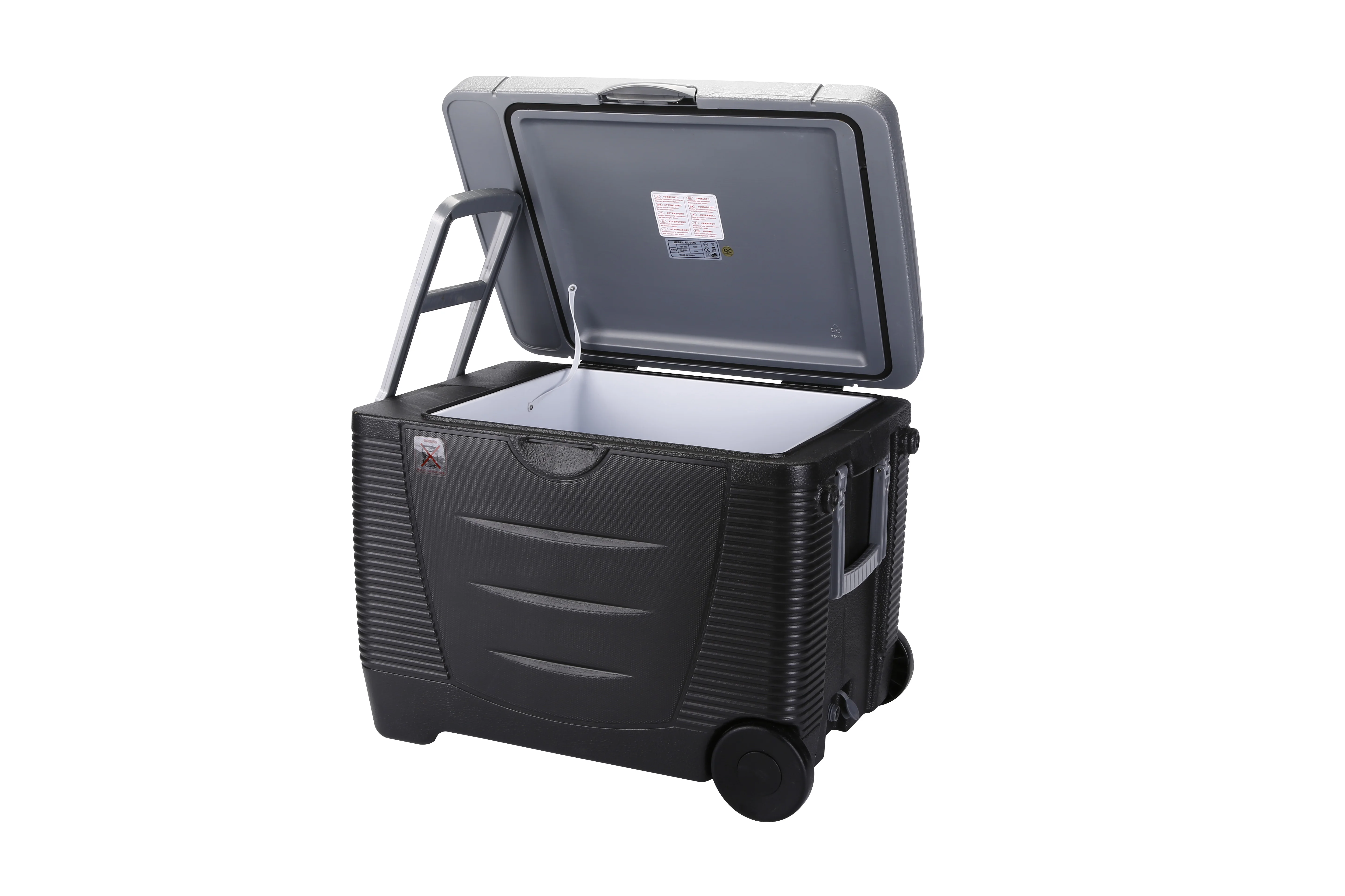 DC12V 45L portable camping travelling cooler box with wheels CE ROHS ERP GS CB hot cold mini fridge camping car fridge