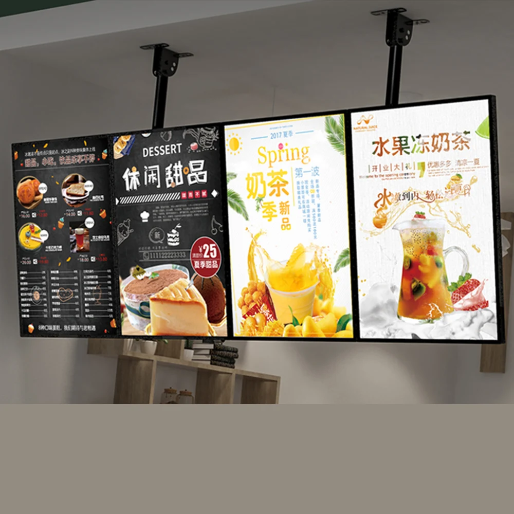  Magnetic absorption ultra-thin TV light box billboard hanging wall milk tea shop menu ordering price list display