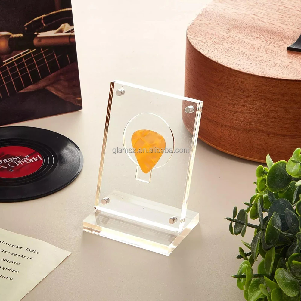 Transparent Display Case Collection Military Coin UV Protection Guitar Pick Stand Holder Clear Acrylic Box