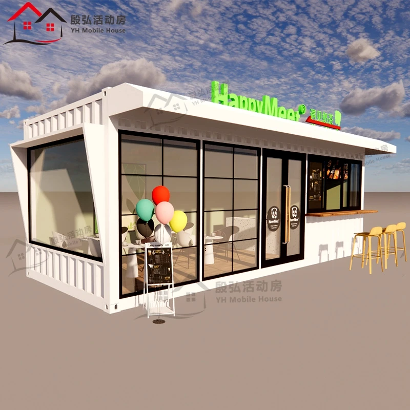 Outdoor Mobile Container Prefabricated Shops Stores 20ft Prefab Leisure Container House Commercial Container Store For Dormitory