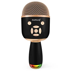 2022 New Style Customize Logo Kids Gift Wireless Disco Led Handheld Speaker Karaoke Microphone With Ce Rosh Fcc