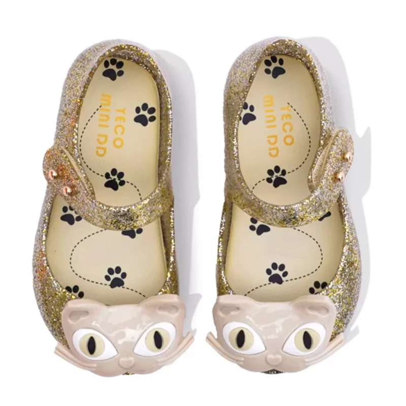 MINI DD Children Matte Cat Jelly Shoes High Quality Kids Girl Sparkling Kids Sandals Girls Jelly Sandal