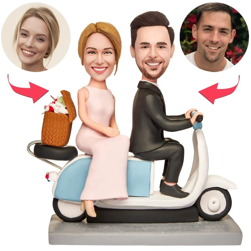 Drop Shipping Wholesale Custom Bobbleheads Professional Sculpting Clay Wedding Gift Honeymoon Trip Bobblehead On Motorcycle
