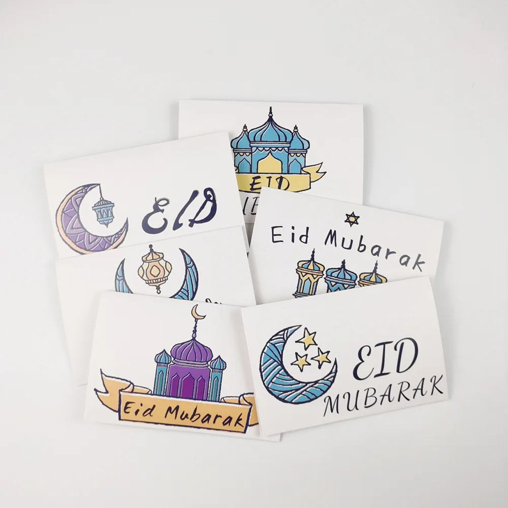 Custom greeting cards with envolpe 6pcs/set eid mubarak greeting cards