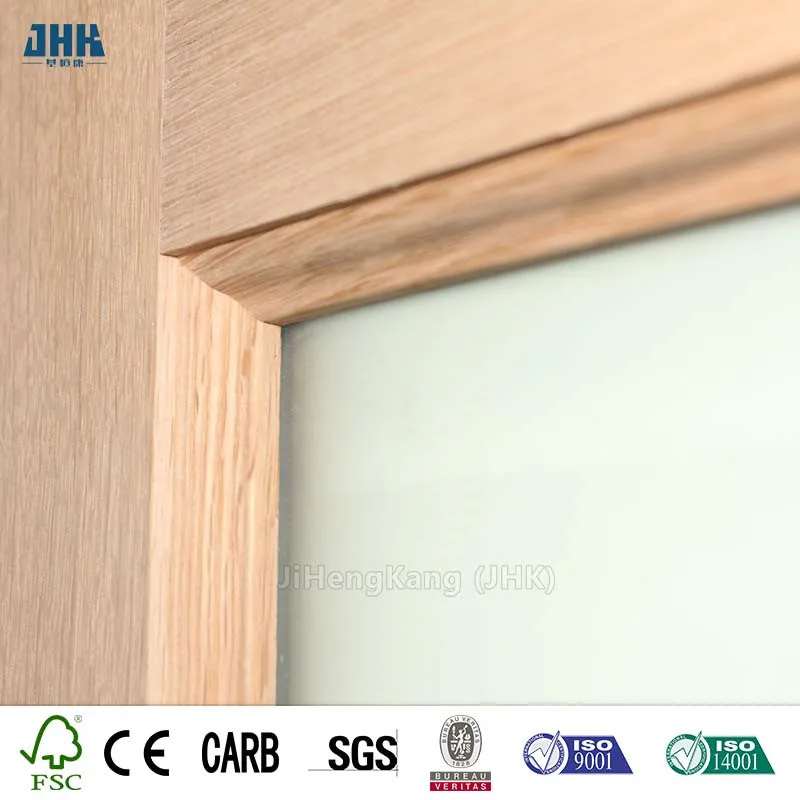 JHK-G02 1 Panel Full View Glass Luxury Color Glass Latest Glass Door Wooden Interior Swing Door for Kitchen Main Door Designs