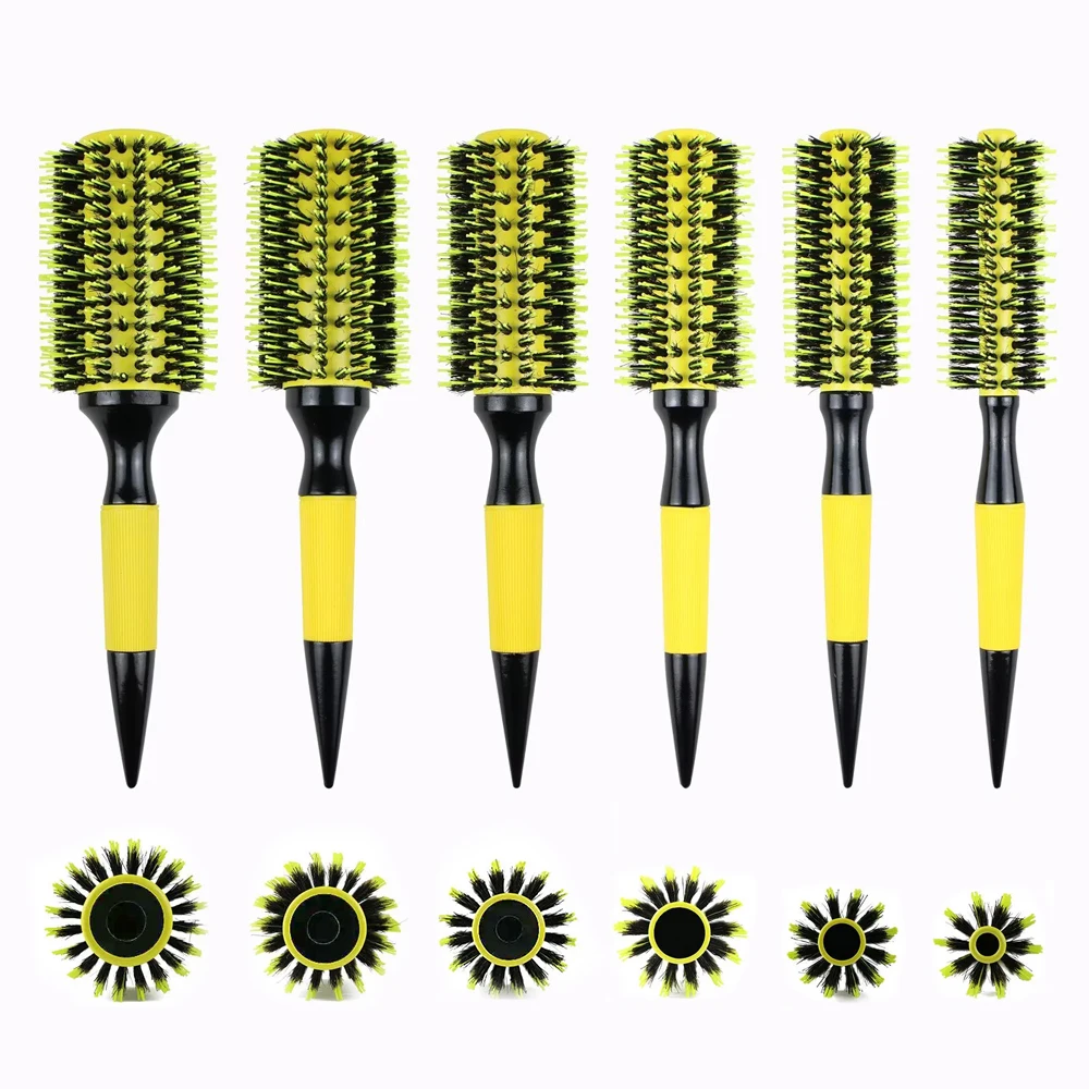 3 Colors Nylon Boar Bristle Hair Brush Professional Dry Wet Detangling Plastic Aluminum Tube Comb Ionic Hair Brush For All Hair