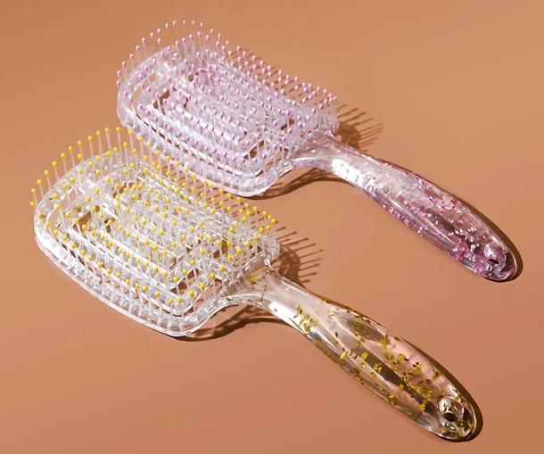 New arrival Glitter Transparent Styling Comb  for afro hair  Vent massage  comb  Manufacturer Custom Luxury Hairbrush