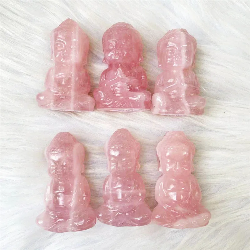 Настраиваемые статуи Будды из розового кварца, натуральные резная вручную восстанавливающая голова Будды из розового кварца для украшения дома