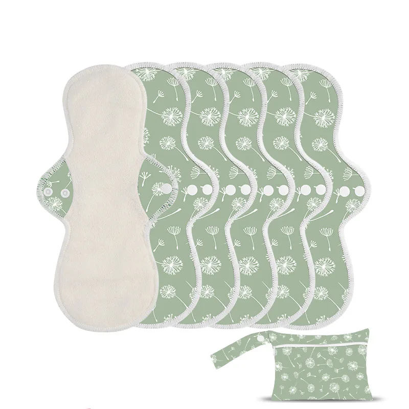 Mora mona 5 pcs with wet bag Set Reusable Washable Bamboo terry menstrual pad sanitary napkins organic