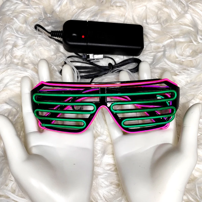 Light up El Wire Neon Rave Glasses Glow Flashing LED Sunglasses Costumes For Party, EDM, Halloween