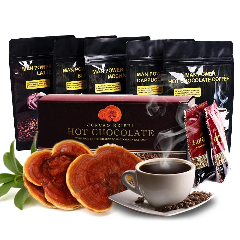 Здоровый мгновенный черный кофе ganoderma lucidum органический экстракт lingzhi reishi мгновенный кофе