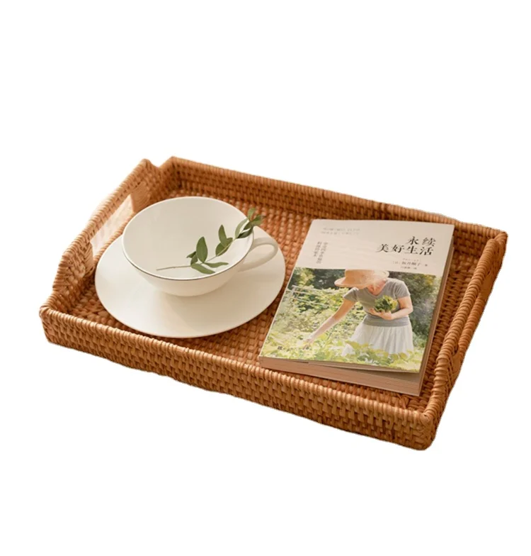 Поднос из ротанга, жареная Европейская Фруктовая тарелка, двойное ухо, Бамбуковая тарелка, японская тарелка, корзина для завтрака, плетеная корзина