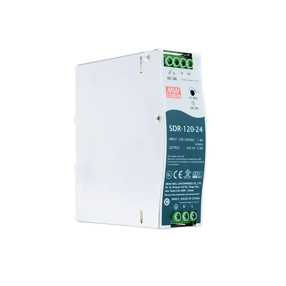 Original Mean Well SDR-120-12 120W 12V 10A Single Output Industrial DIN RAIL Switching Power Supply with PFC Function SMPS