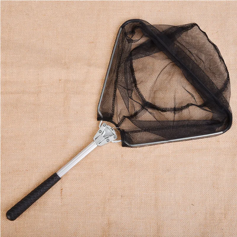 Wholesale Thicken Metal Frame Fishing Hand Drop Net Folding Fish Care Creel Tackle Portable Nylon Mesh Net