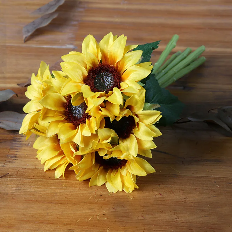 Artificial Silk Sunflower Heads Fall Sunflowers Decor Fake Faux Flower Yellow Floral for Wedding Home Decoration Garden Wreath