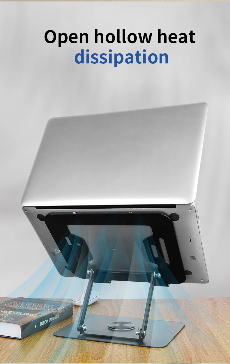 Great Roc wholesale OEM support ergonomic rack laptop holder for 17 inch angle adjustable foldable laptop stand with 360 base