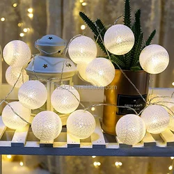Liancheng 1.5m 3m 10L 20L Waterproof 4.5v battery Cotton Ball christmas string light Chain For Decoration