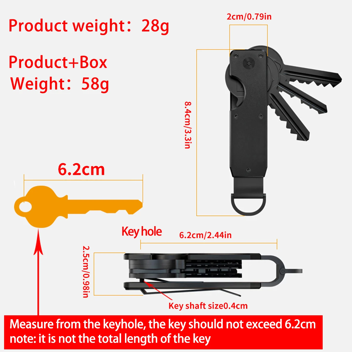 Fashion daily aluminum ultrathin key holder,With screw and gift box key chain,Portable compact pocket foldable Key card clip