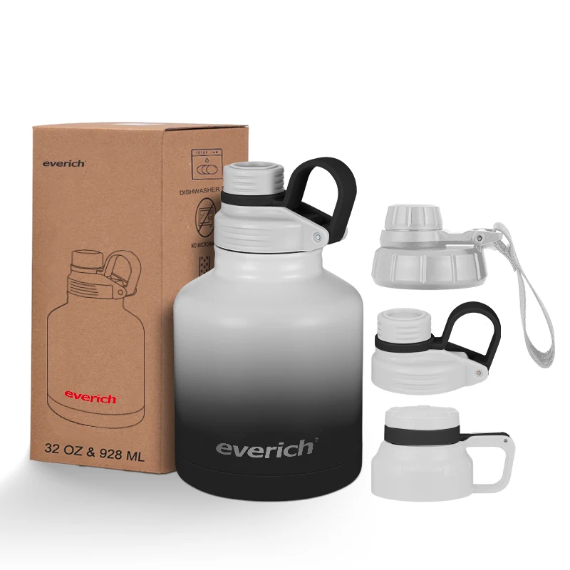 Everich New Style for AMZ Travel Camping Double Wall with Handle Press lid Stainless Steel Sports Water Bottle Outdoor Bottle
