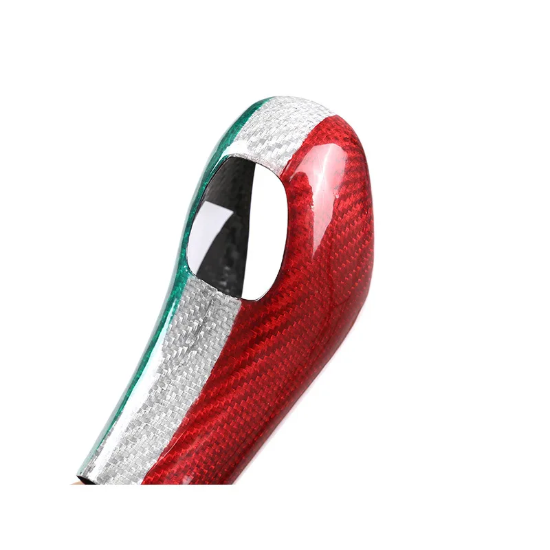 MRD Carbon shift knob sticker for Alfa Romeo Giulia Stelvio 2020+ Gear shift knob cover carbon fiber black red