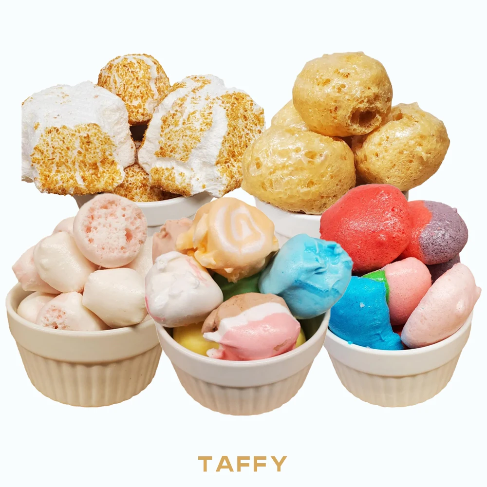 Manufacturers Custom wholesale Halal bulk Freeze dried saltwater toffee candy taffy sweet snacks