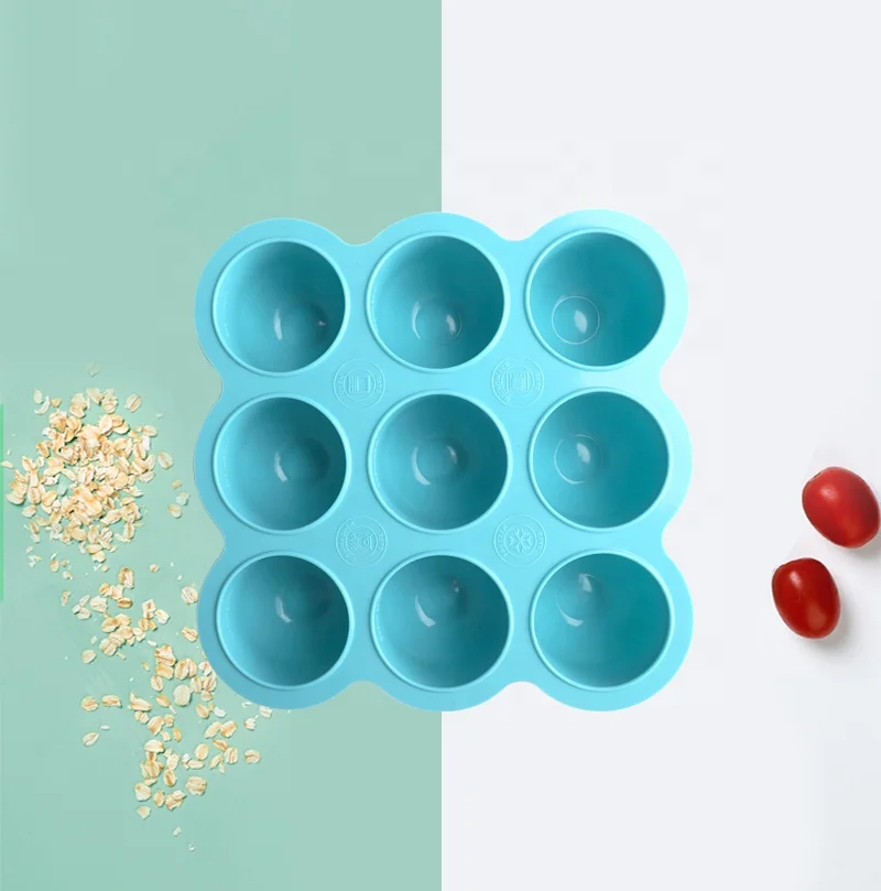 KingKam Flexible tray silicone large size customize logo round ice cubes molds with lids store baby food tray