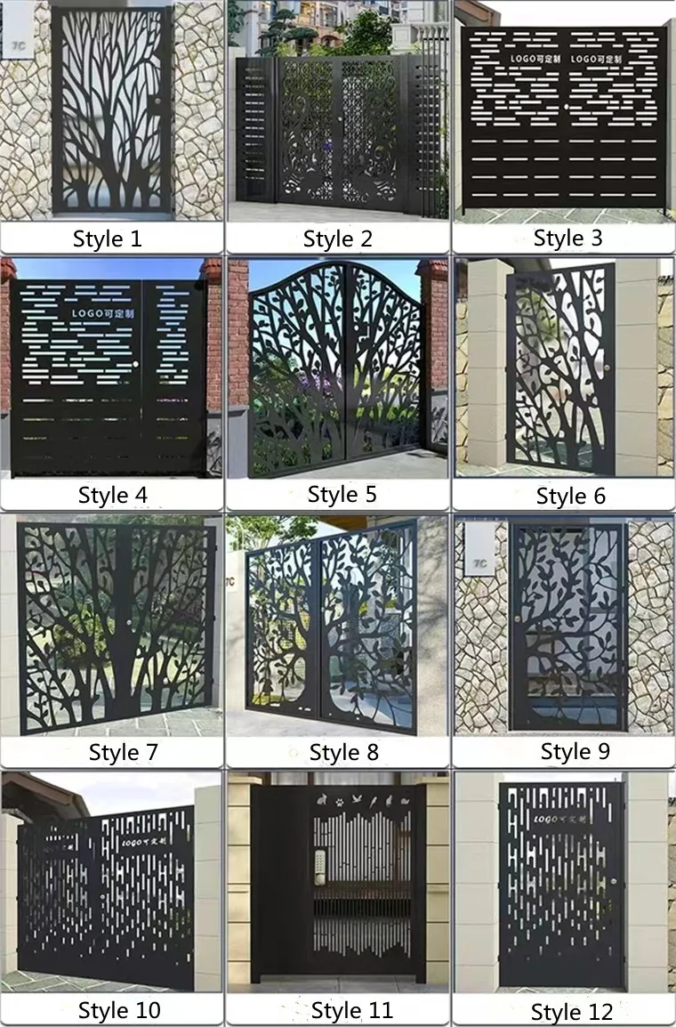 Metal fence glide sliding design driveway sliding home aluminum panel for home gates laser cutting allomunam gate laser cut