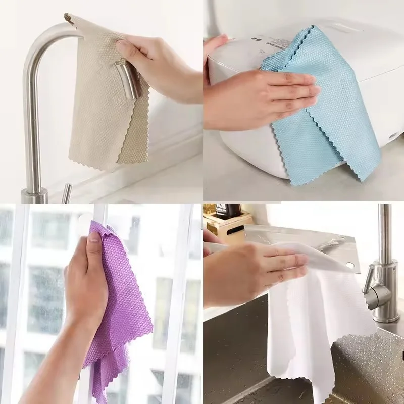 Custom Logo Fishscale Microfiber Cleaning Cloth Absorbent Towel Dish Drying Stainless Steel Appliances Wine Glasses Window