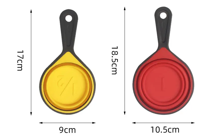 Kitchen Baking measuring Tools 4 Piece Set Collapsible Folding Silicone Measuring Cups Set With Plastic Handle
