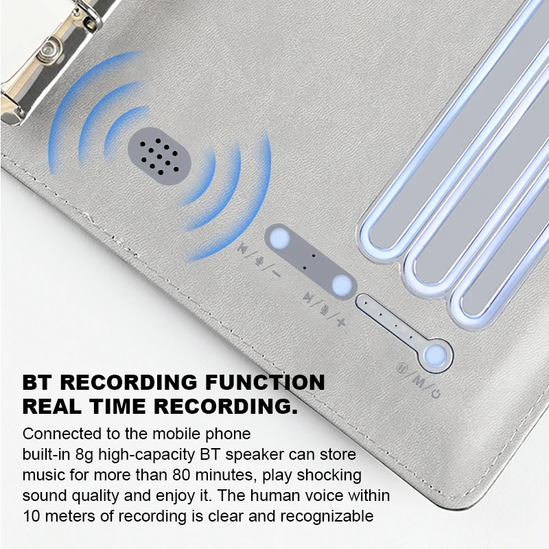 Custom A5 7 inch Screen MP4 Display Notebook Gifts Set Power Bank Smart Notebook Leather Magnetic Snap Business Smart Notepad