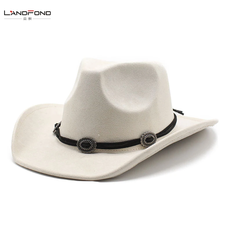 Landfond accessory Large brim suede hat Spring Summer felt hat woven accessories popular fedora hat