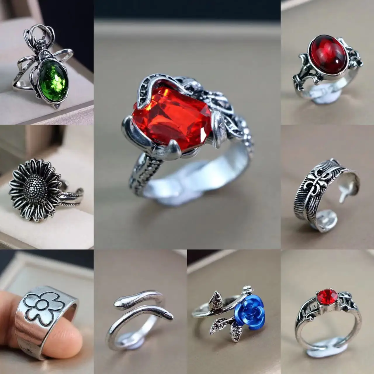 New Arrival Fashion Hip-Hop Christ Praye Chunky Various Shape Ring Skull Dragon Retro Punk Style Rings For Men