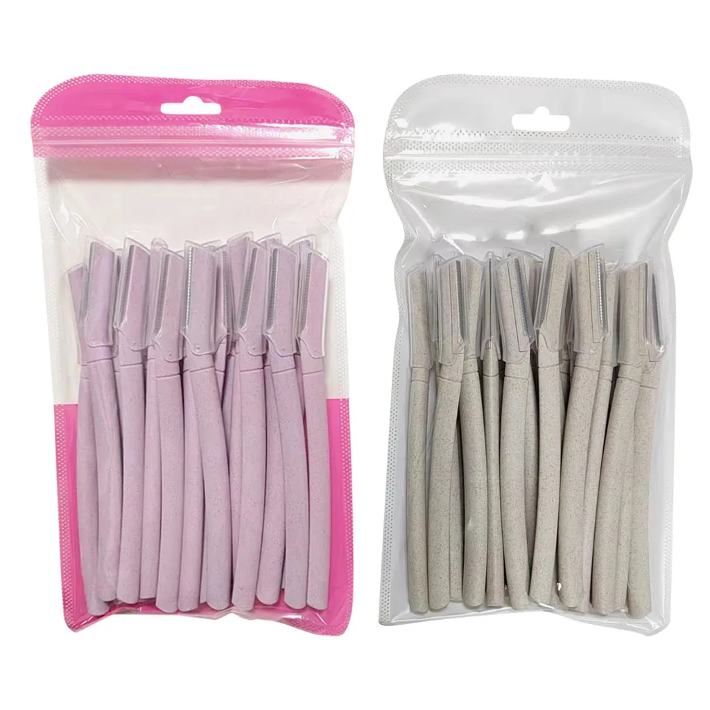 Private Label Eco Friendly Biodegradable Wheat Straw Eyebrow Razor Facial Razor Eyebrow Razors Trimmer