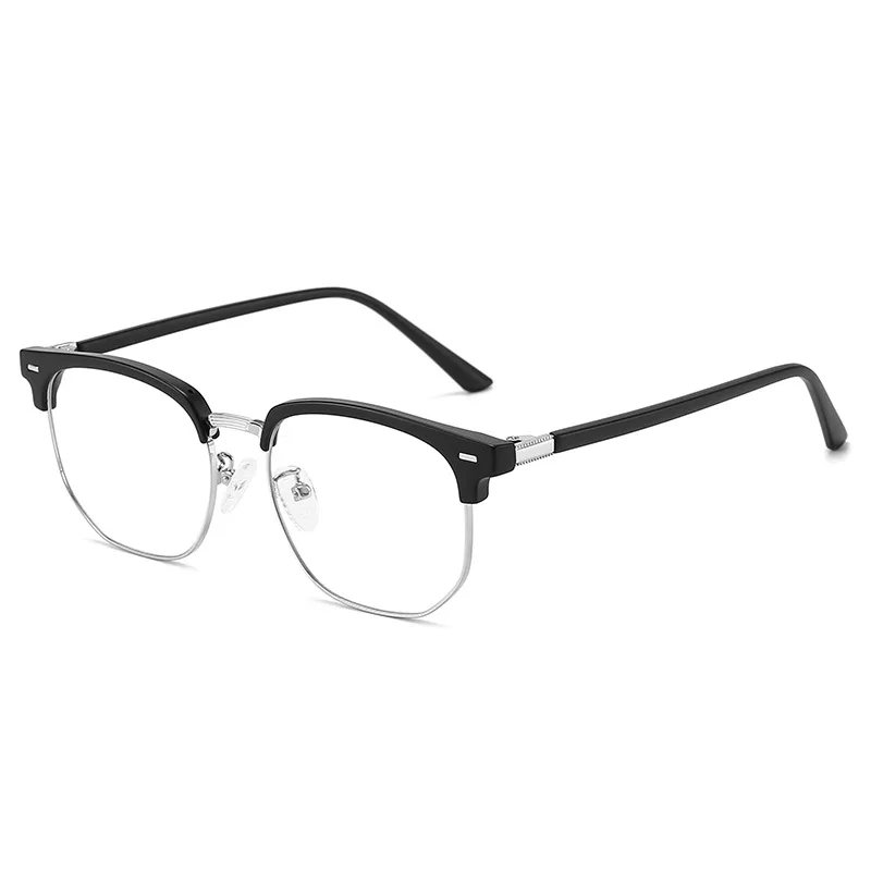 Blue Light Blocking Glasses Eyebrow Shape Half Frame Lightweight TR90 Eyeglasses Rectangle Myopia Glasses Frame Flat Glasses