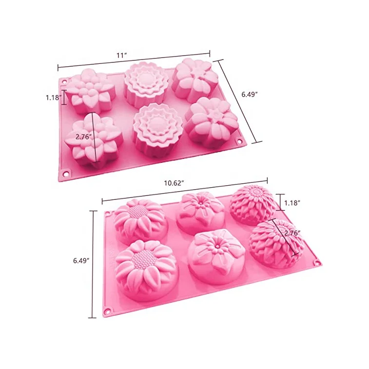 Custom Diy Silicone Soap Mold Handmade Craft 3d Soap Mold 6 Cavity Flower Shape Lifelike Square Soap Silicone Mold