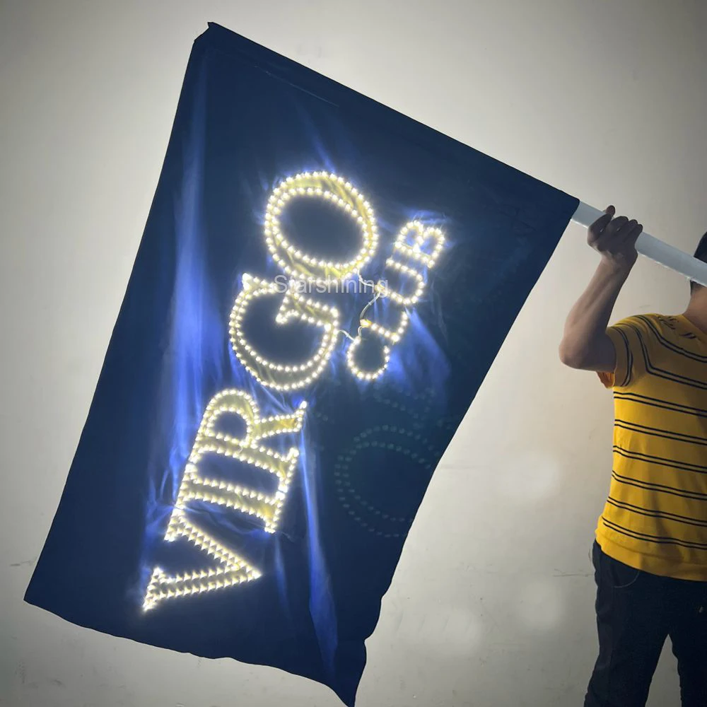 Factory supplier customized Logo LED glowing flag Costumes Suit flag light for party lounge Bar nightclub Games