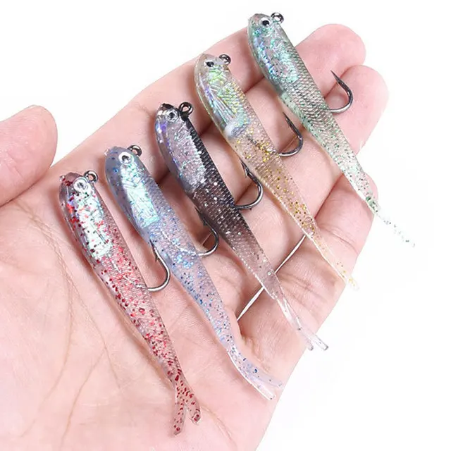 Custom Forktail Jig Head Lure 75mm 6g Fishing Lures Luminous Soft Sorm Slipper Seabass Blackfish Bait